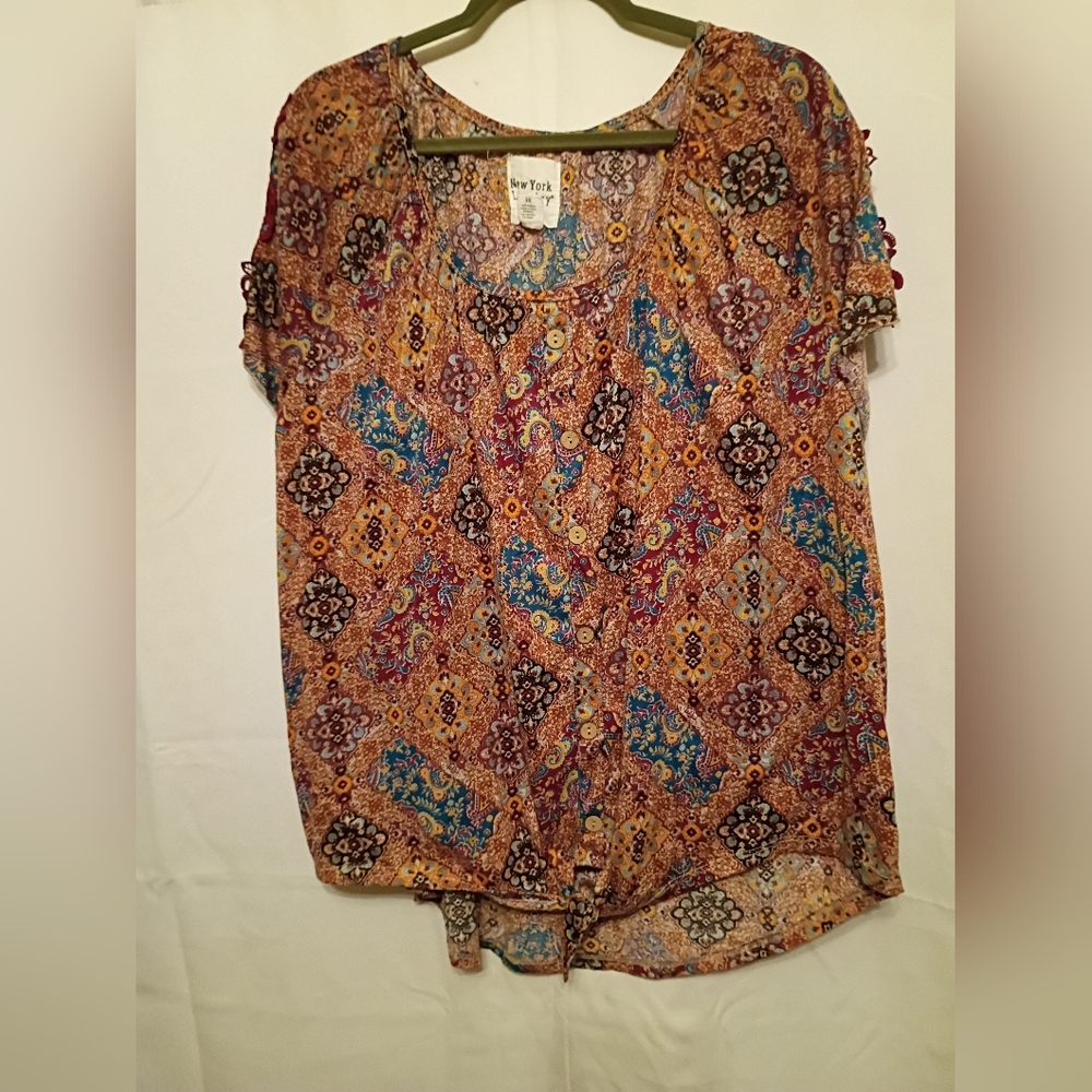 New York Laundry Size 3x Multicolor Fall Women's Top.